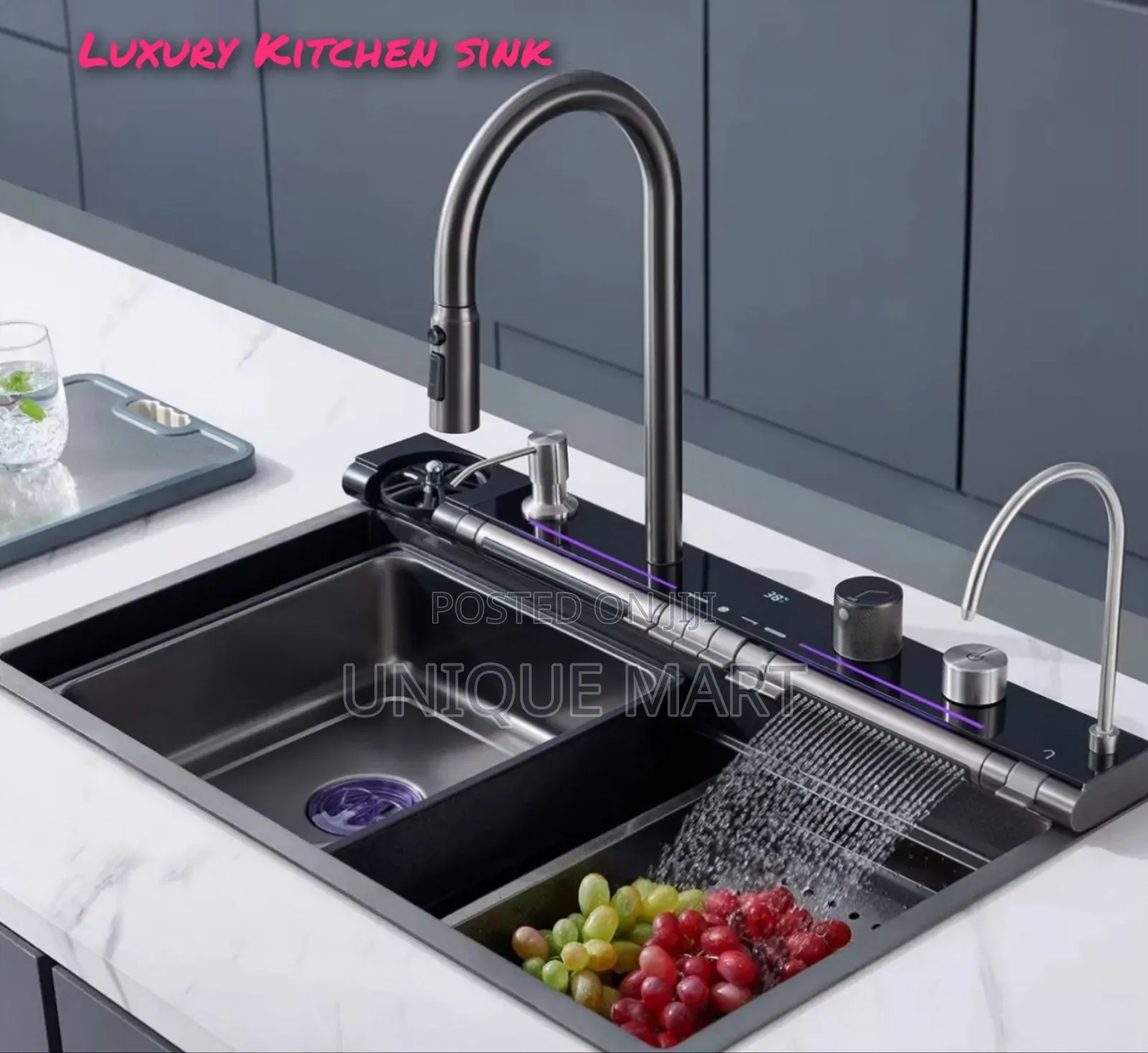 Luxury Piano Sink With Pull-Out Taps, Vegetables Chopping Board, Etc