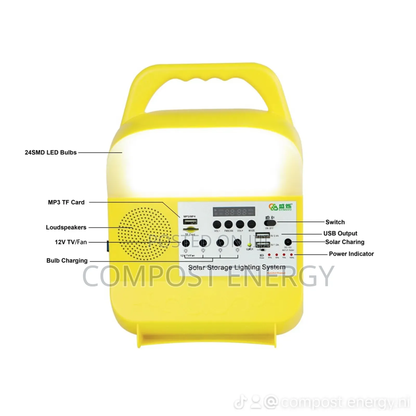 Solar Generators Multimedia Lighting, Radio, Bluetooth Speaker