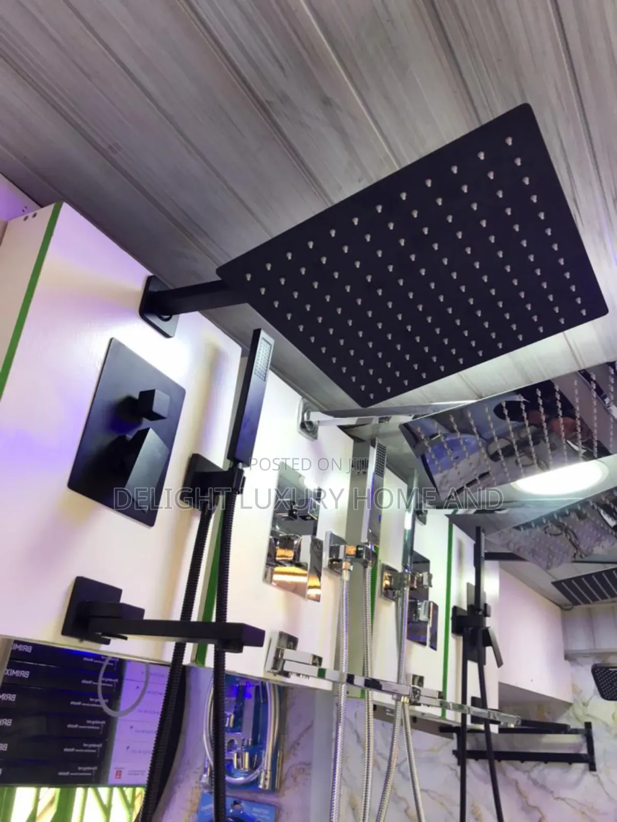 5 Ways Conduit Shower Black Chrome and Gold