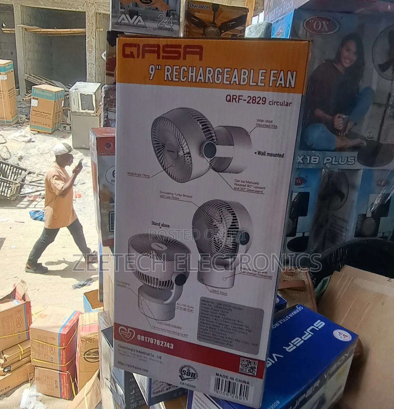 Qasa 9-inch Rechargeable Fan
