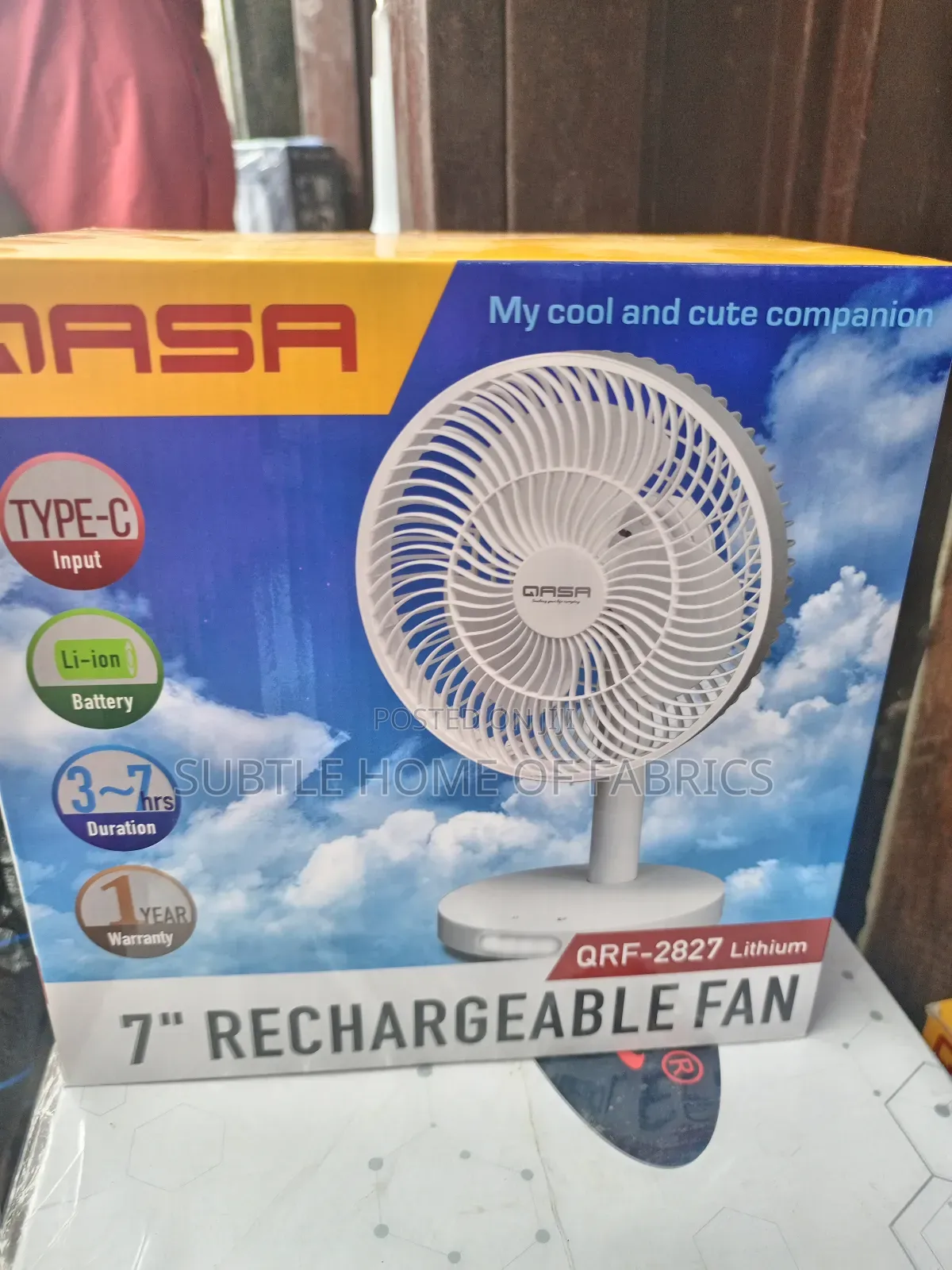 7" Qasa Rechargeable Fan - QRF 2827