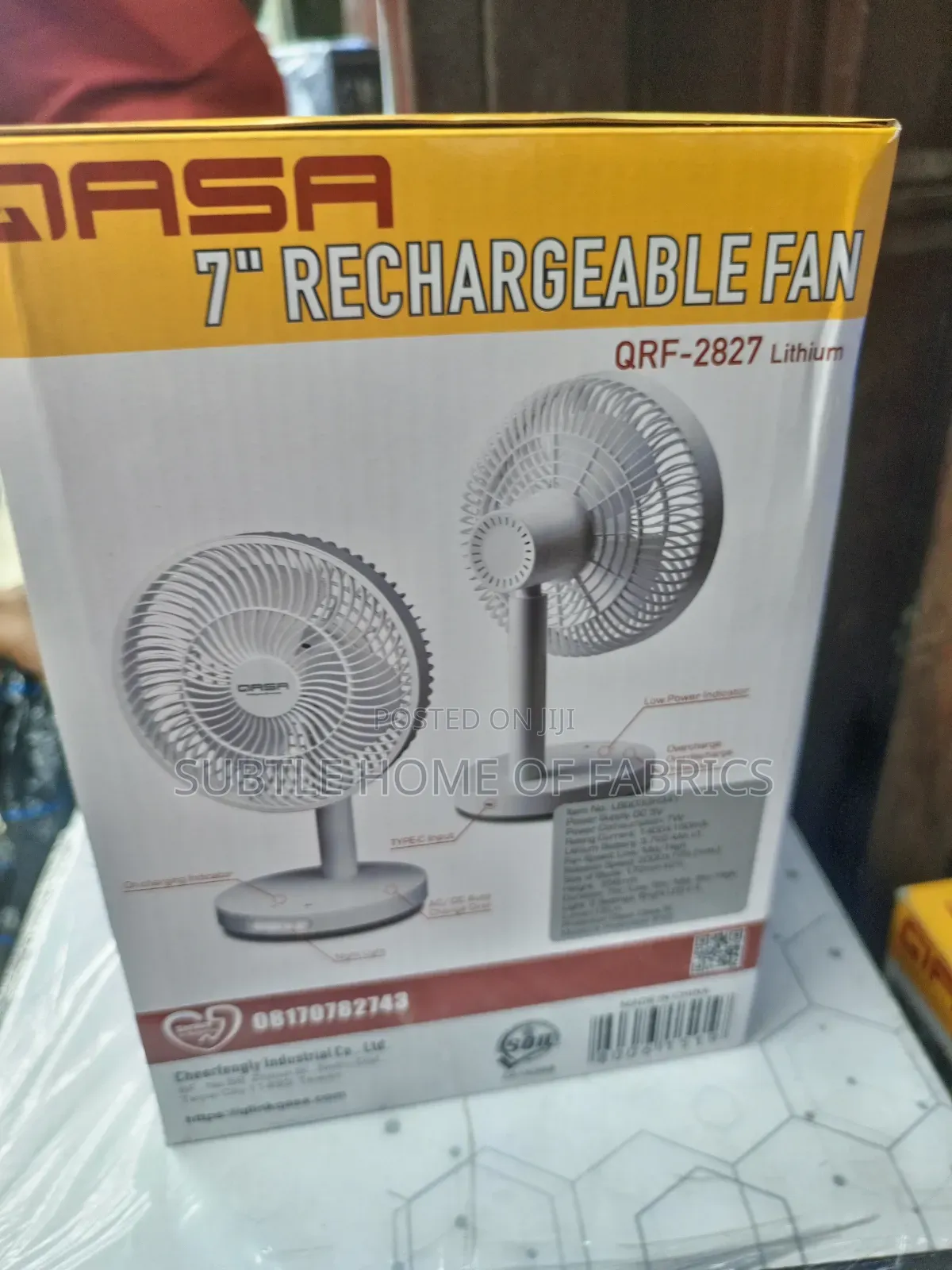 7" Qasa Rechargeable Fan - QRF 2827
