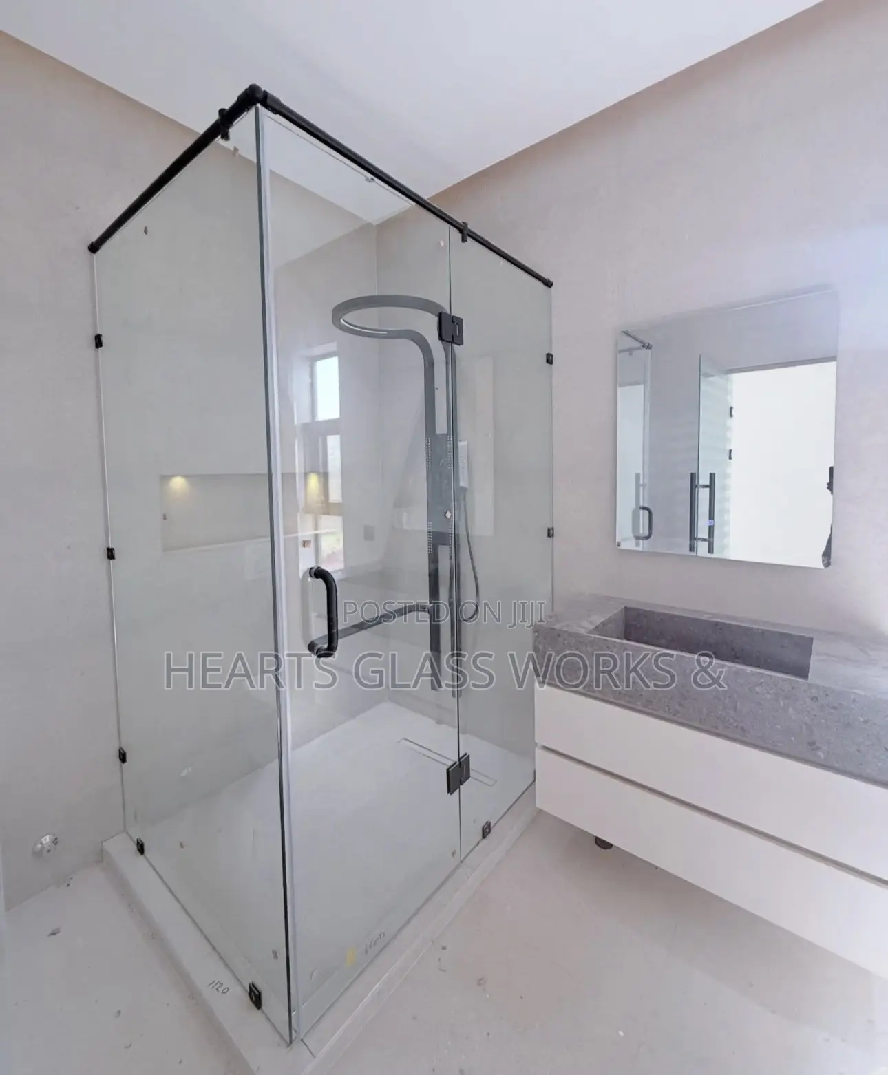 Clear Crystal Lshaped Design Shower Enclosure