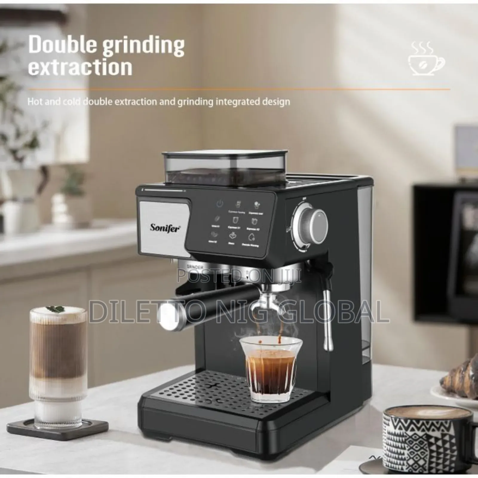 Commercial Automatic Espresso Coffee Machine With Coffee Grinder