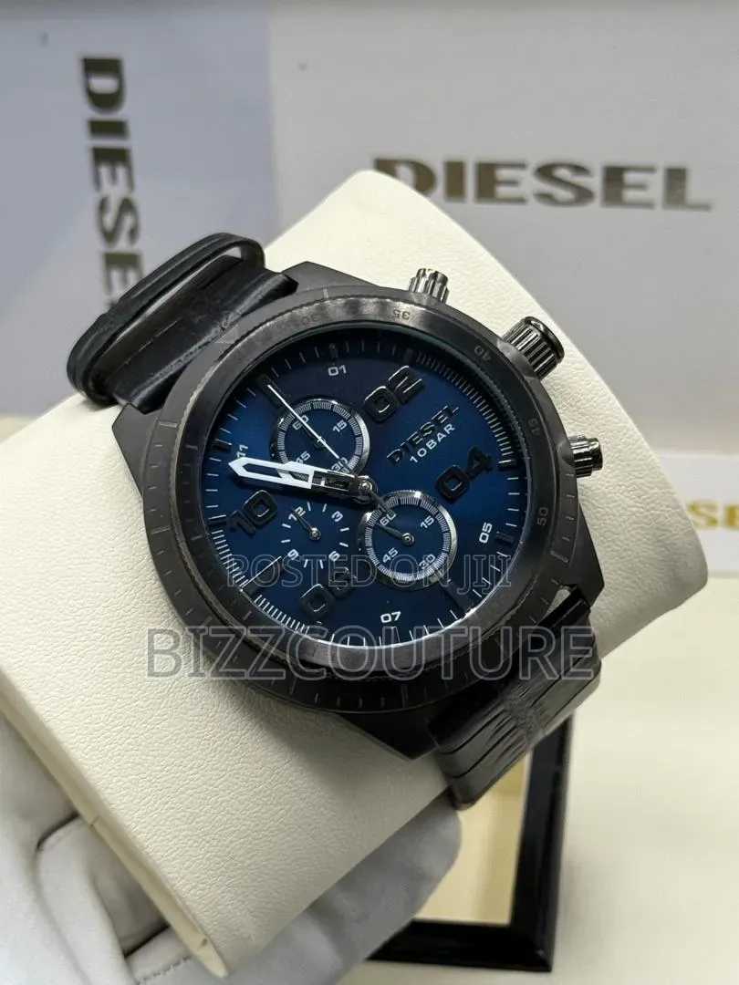 Original Diesel Padlock Leather Strap Watch Available in Store