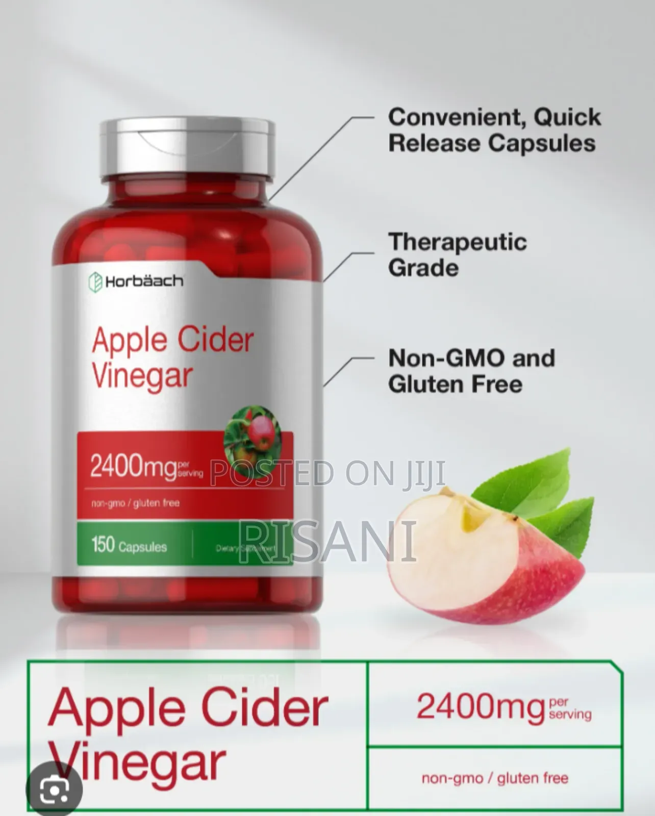 Apple Cider Vinegar Supplement Capsules by 150 Capsules