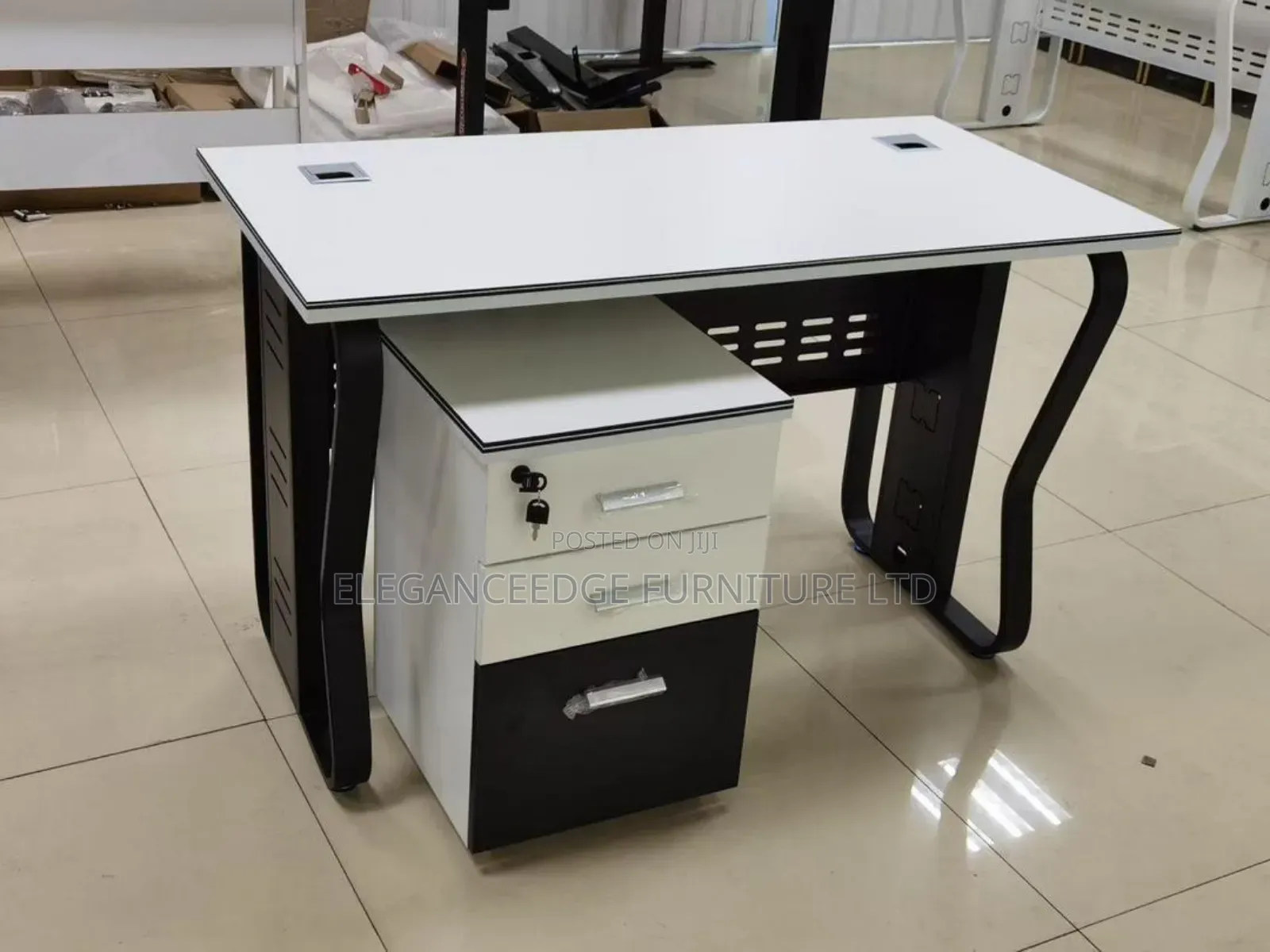 1.2 Meter Black/White Office Table With Mobile Drawer