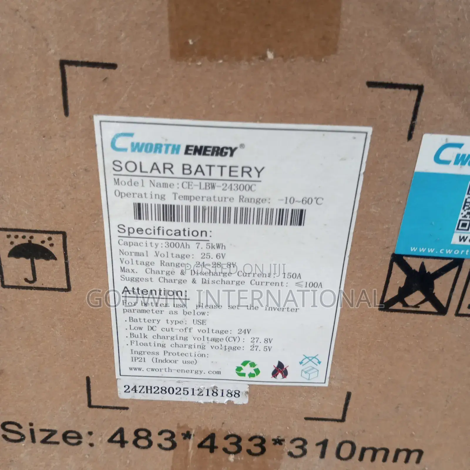 Cworth Lithium Battery 7.5kwh