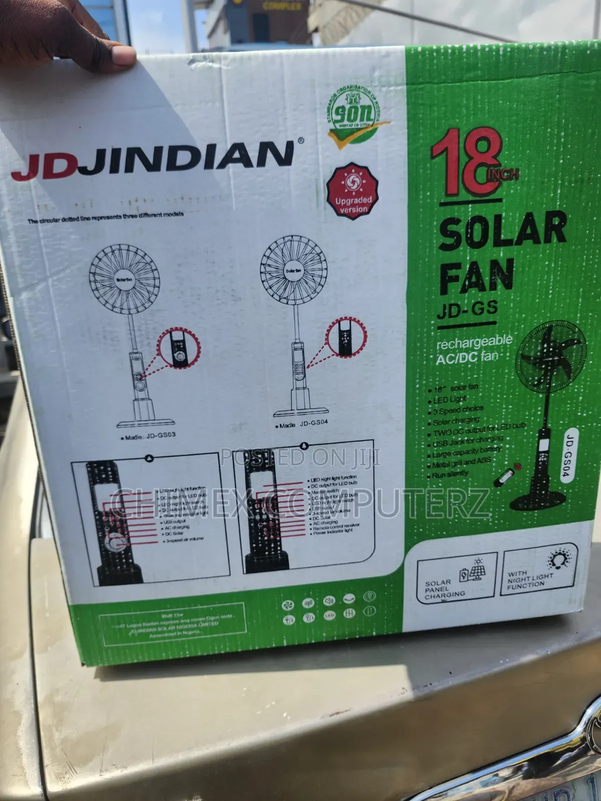 18inches Jd Jindian Solar Rechargeable Fan