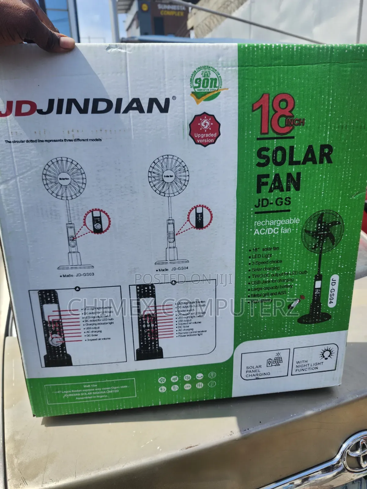 18inches Jd Jindian Solar Rechargeable Fan