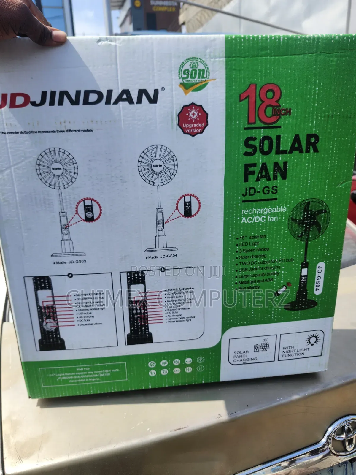 18inches Jd Jindian Solar Rechargeable Fan