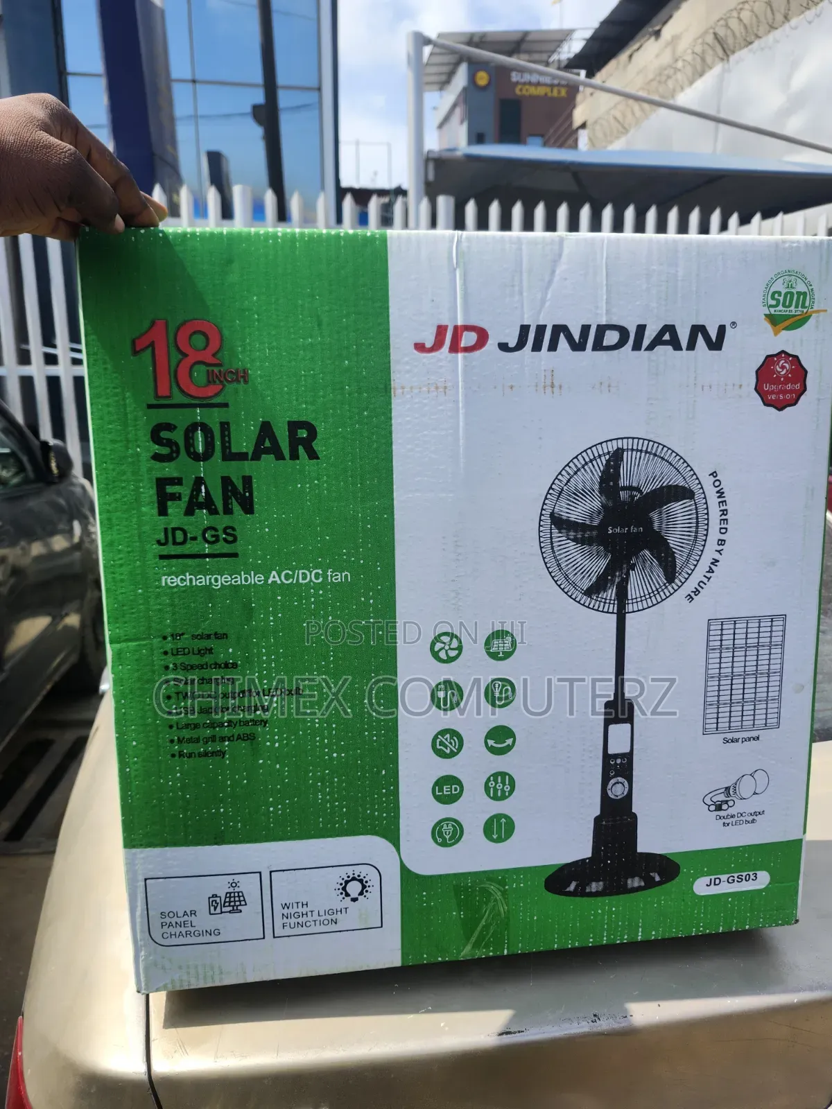 18inches Jd Jindian Solar Rechargeable Fan