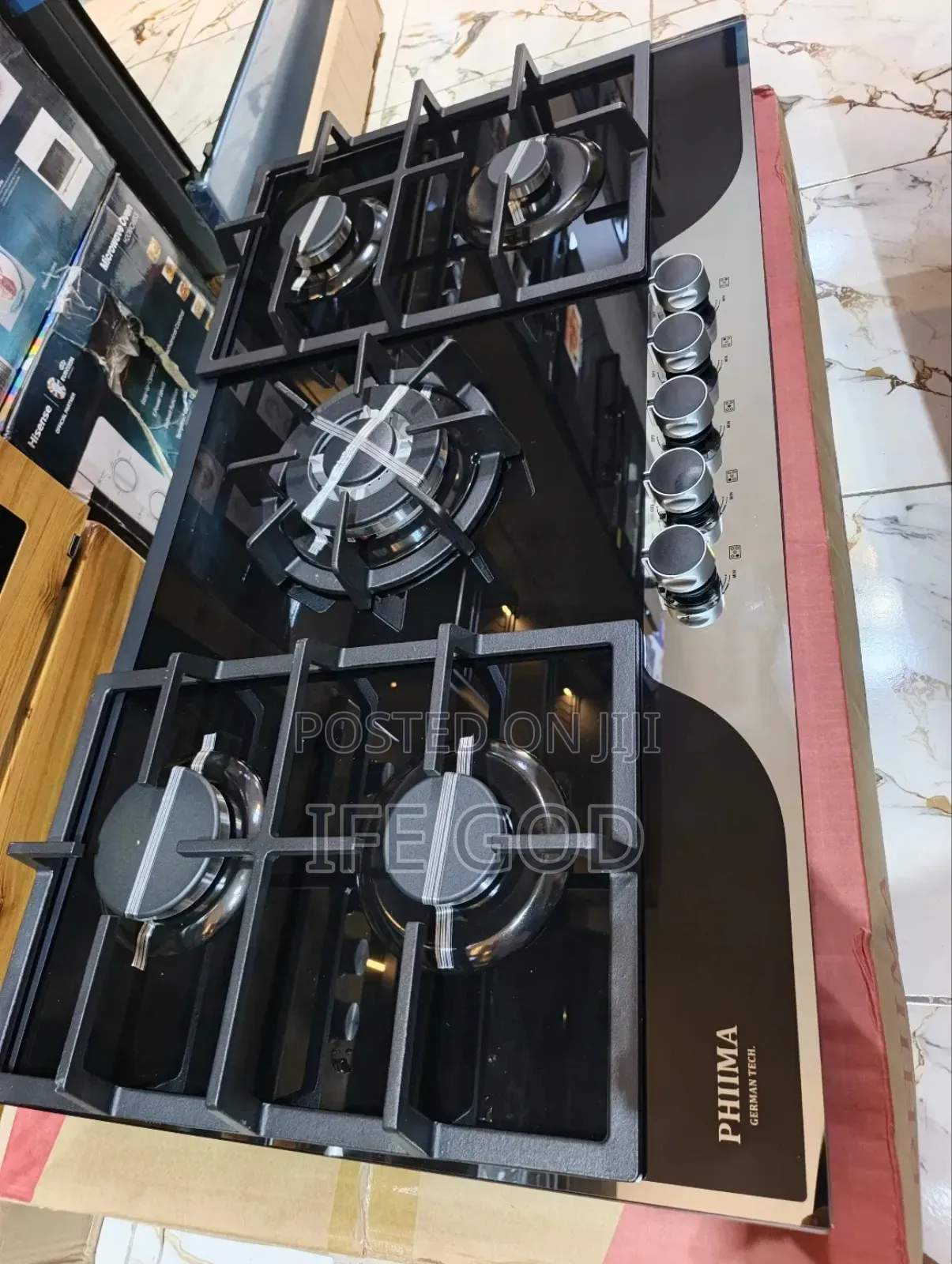 Original Phiima Built-in Glass Top 5 Burners Automatic Gas Cooker Hob