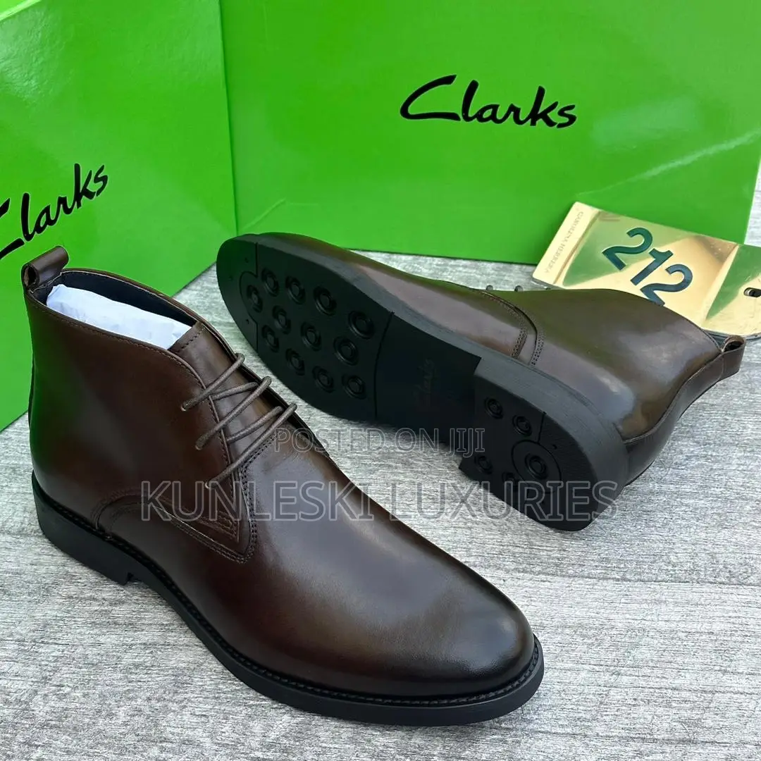 Original Clarks Ankle Leather / Patent Leather Men’S Boots Collections