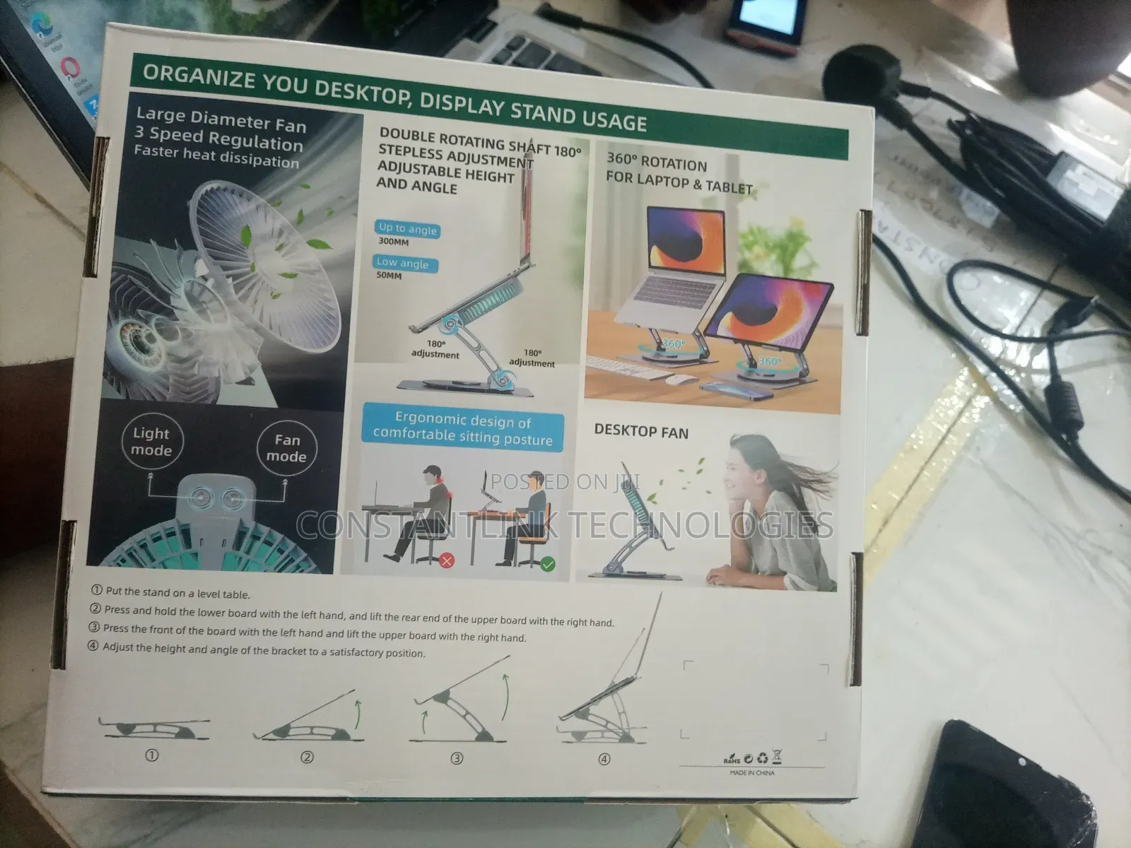 Laptop Stand V5.1 360 Base With Electric Fan