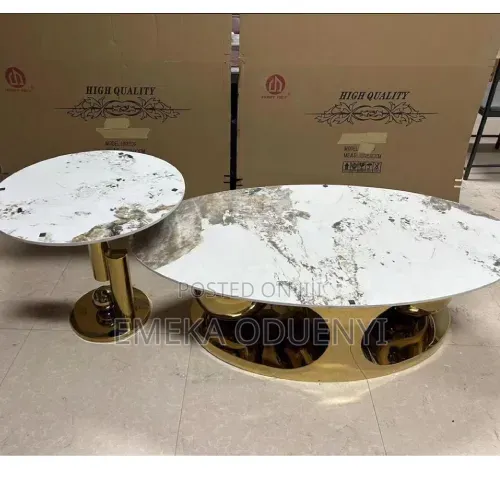 2-Piece Oval Coffee Table Set – Gold