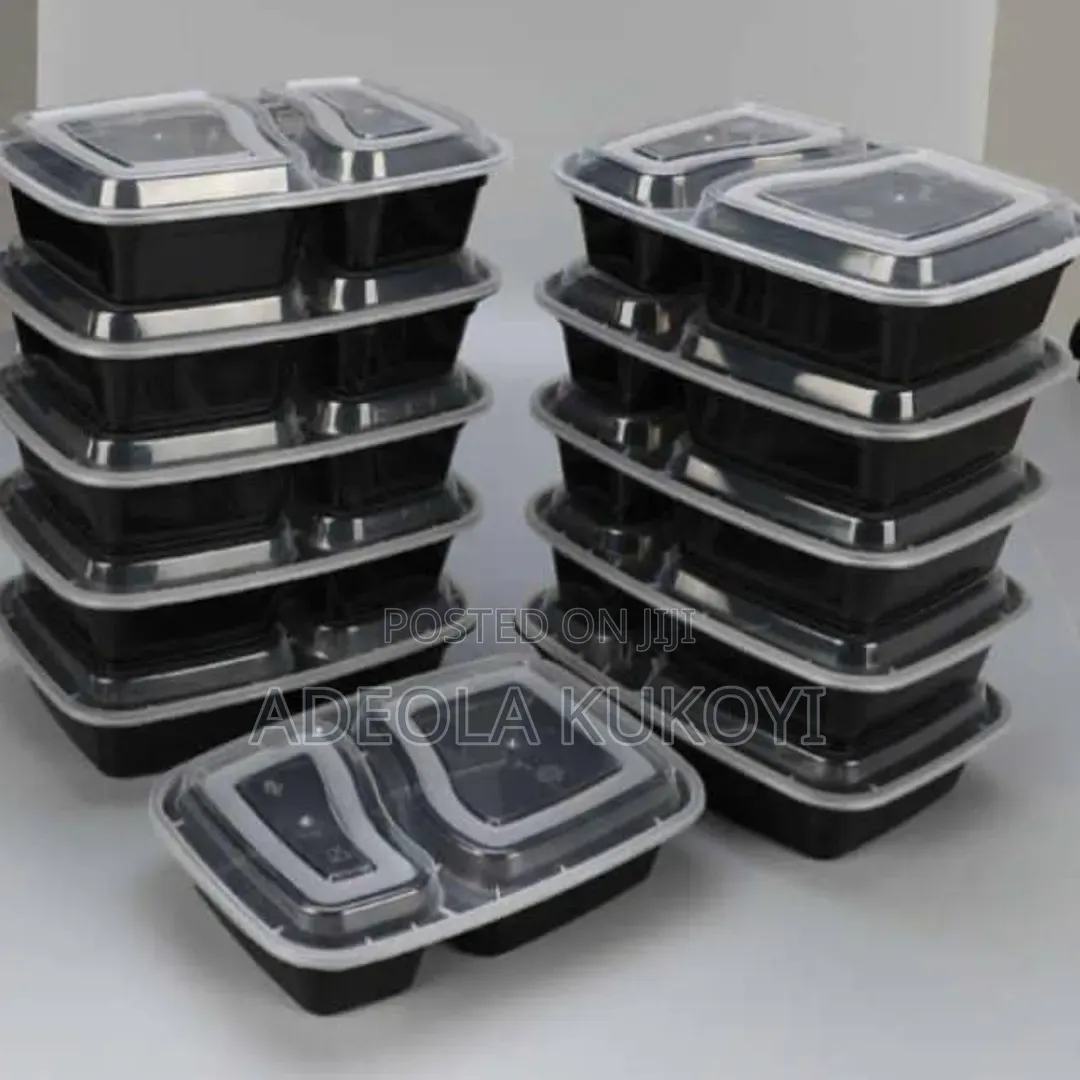 (1000pcs) Of 2 Compartments Disposable Takeaway Plates