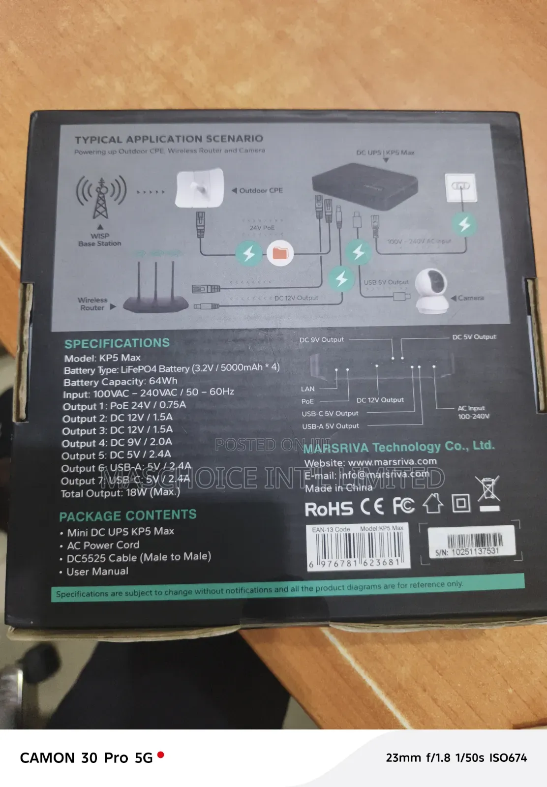 Marsriva Kp5 Max 20000mah Mini Dc Ups