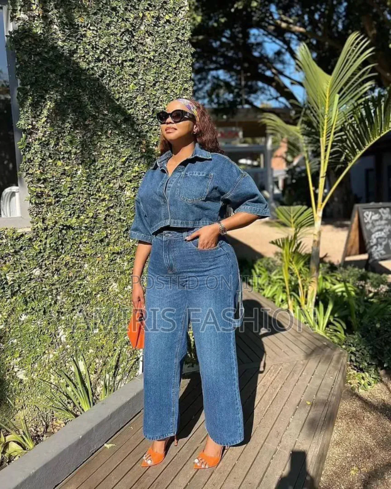 Cargo Two-Piece Denim With Crop Top