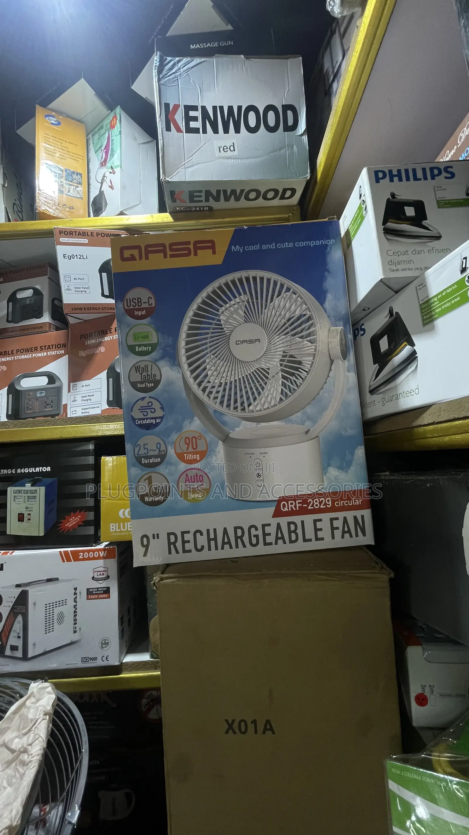 Qasa 9” Table Fan Li-on Battery