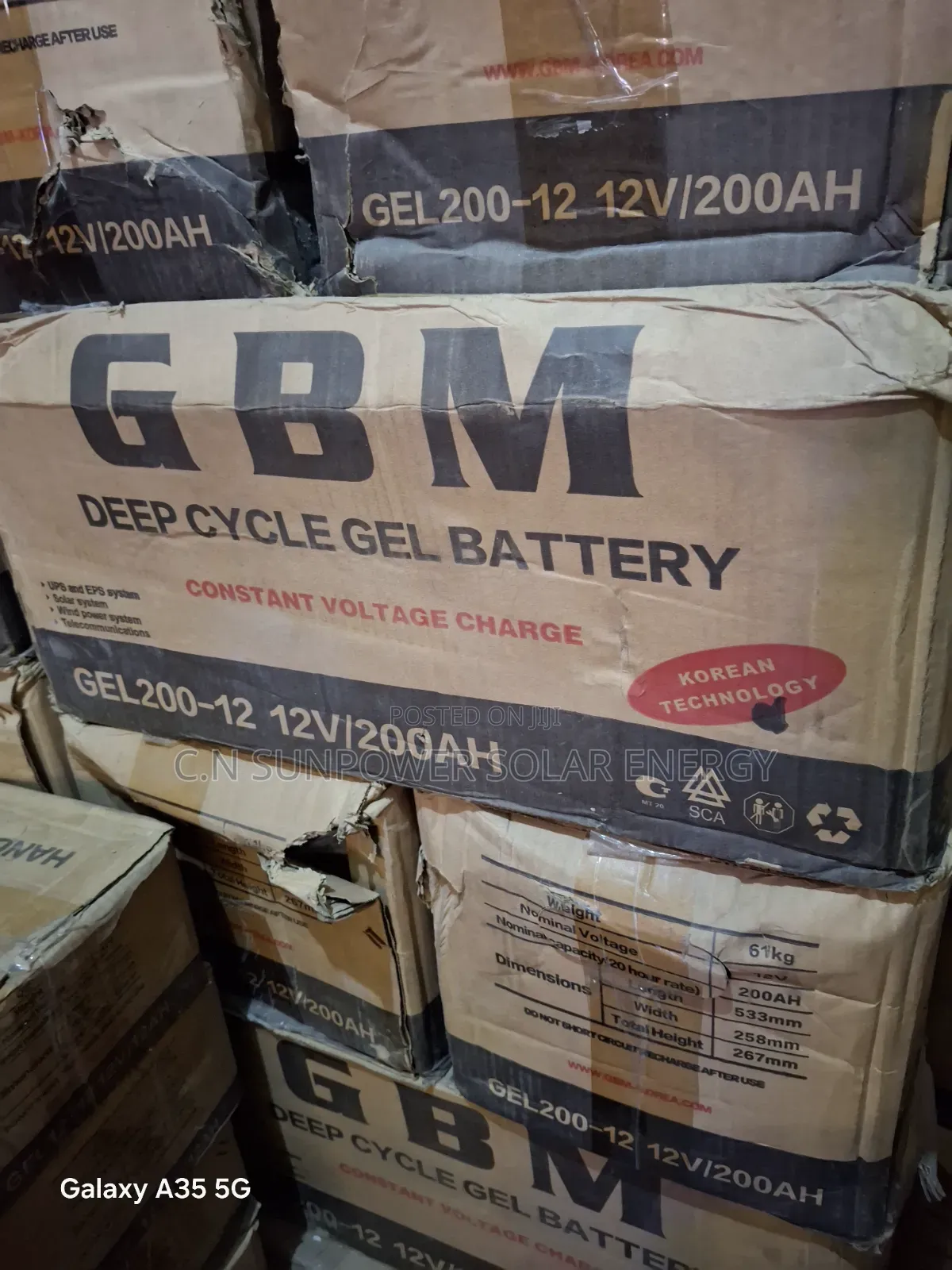 GBM 12v/200ahs Gel Deep Cycle Battery