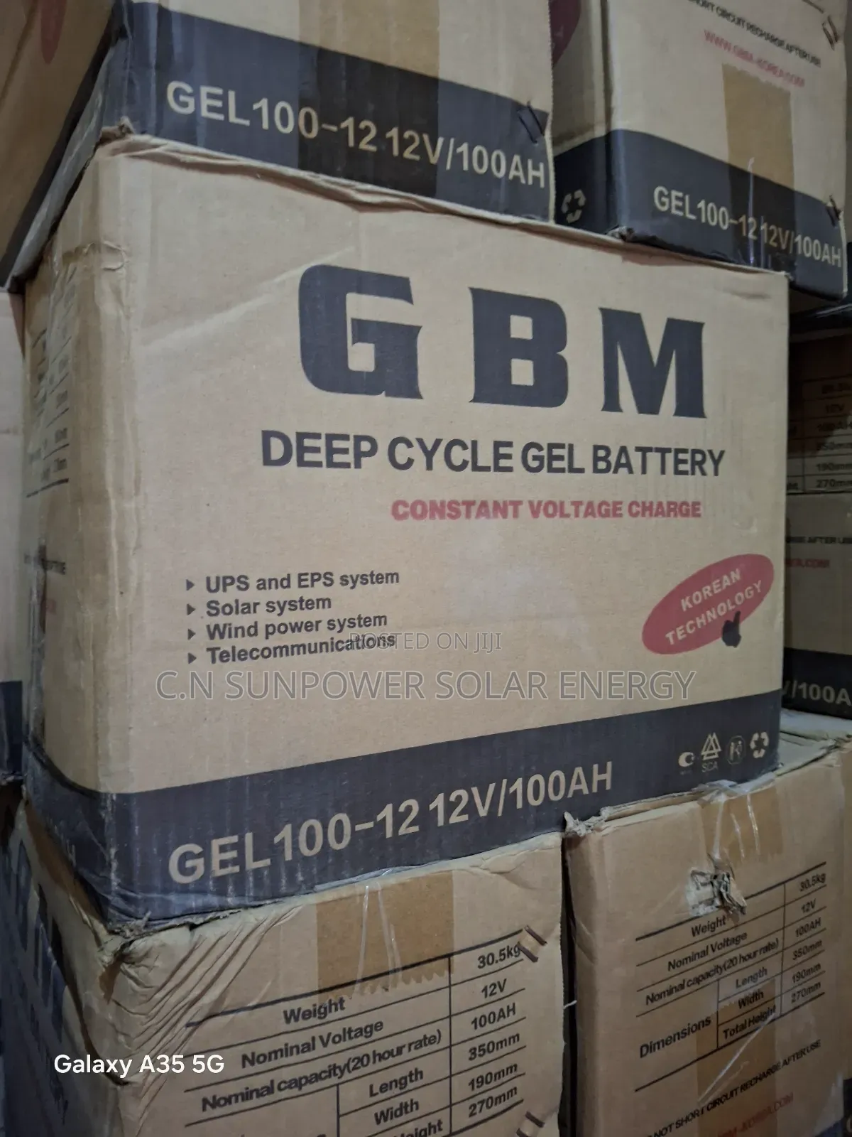 GBM 12v/100ahs Deep Cycle Solar Battery