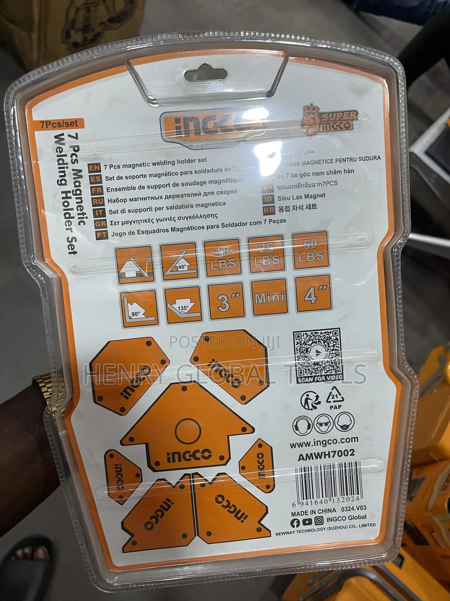 7pcs Ingco Magnetic Holder Welding Set