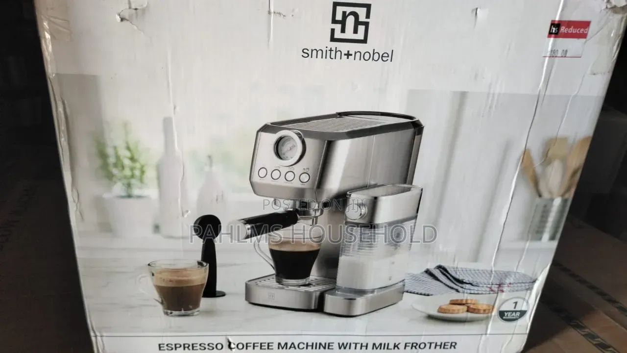 Smith Nobel Stainless Steel Espresso Coffee Machine + Milk Frother