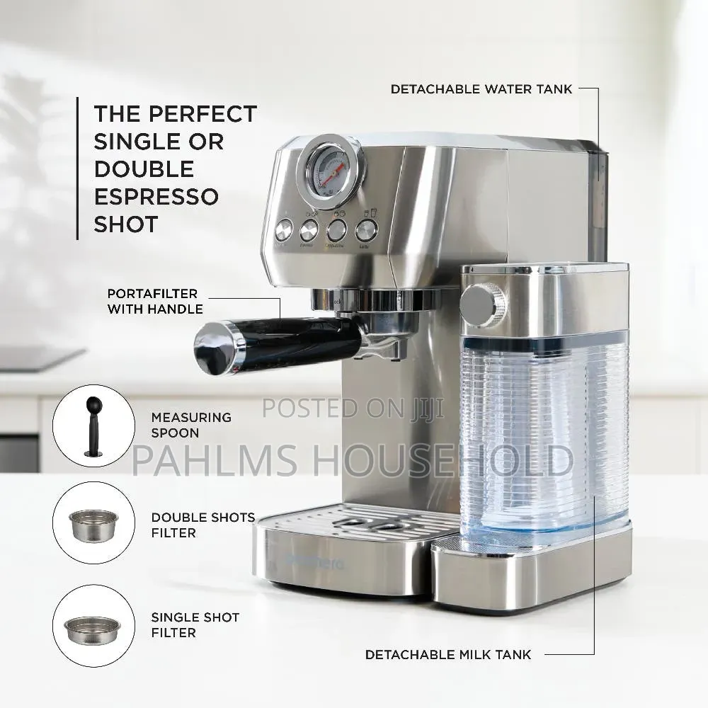 Smith Nobel Stainless Steel Espresso Coffee Machine + Milk Frother