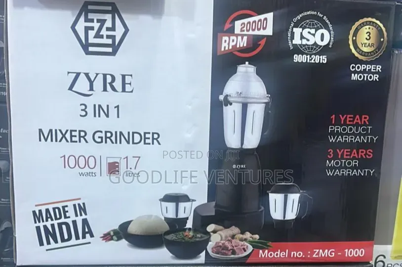 Zyre 3 in 1 Mixer Grinder