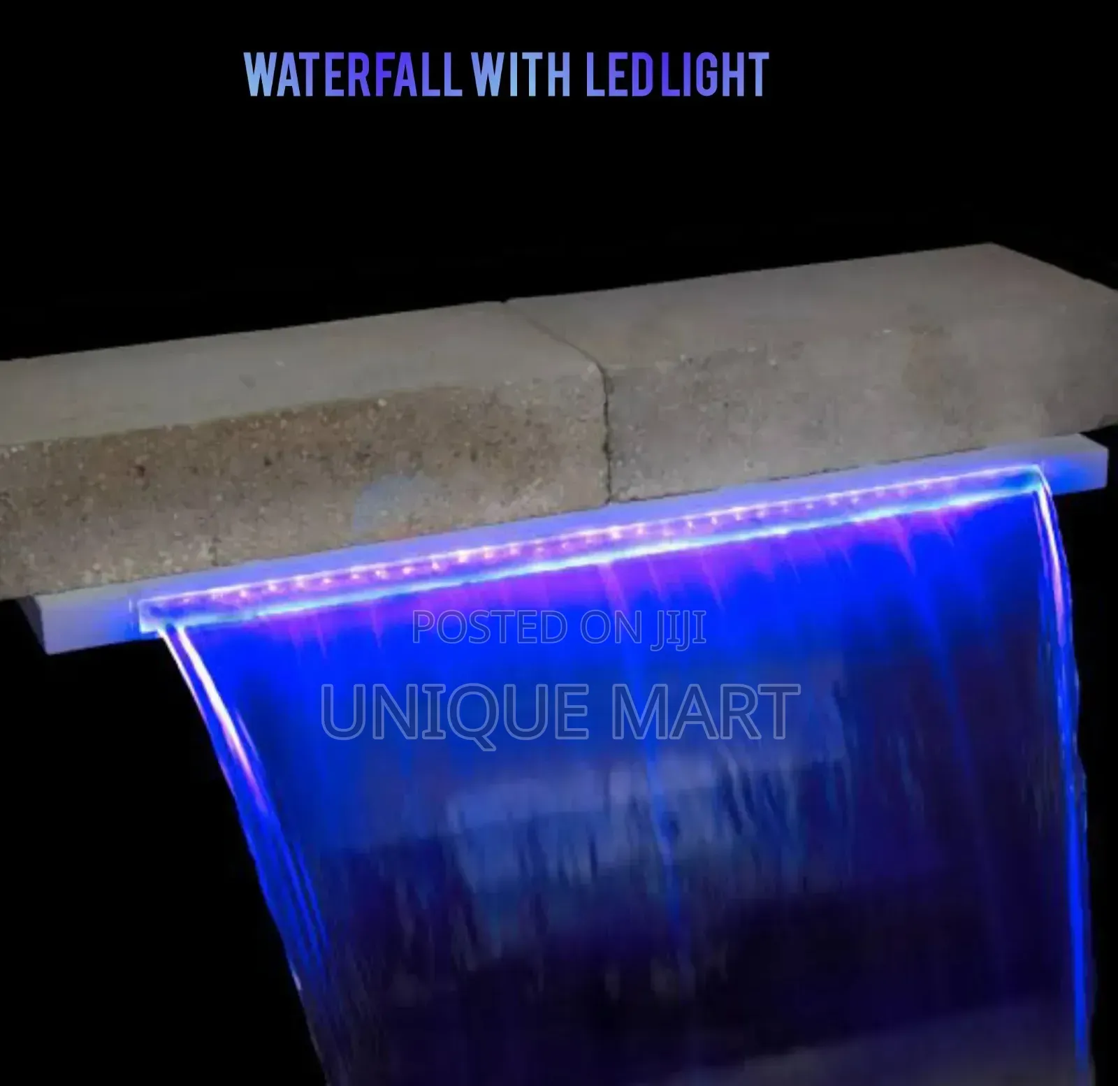 3ft Waterfall With Multi Light Display For Swimming Pool, Springs, Etc