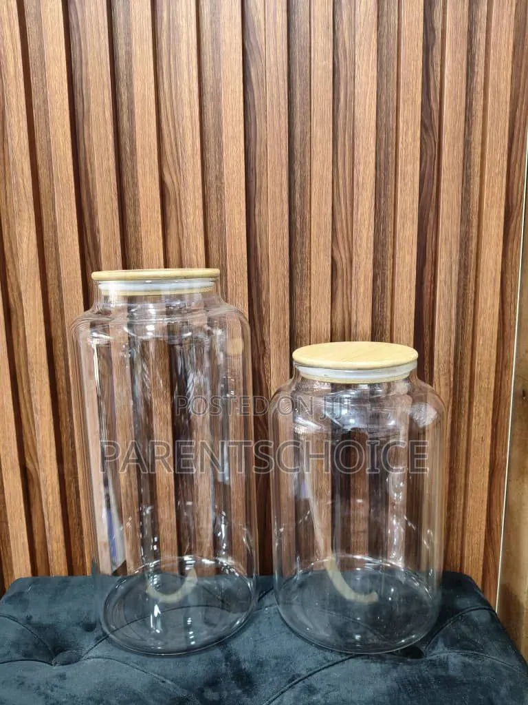 Glass Storage Jar With Bamboo Lid 1pc- 4.5l / 3.5l