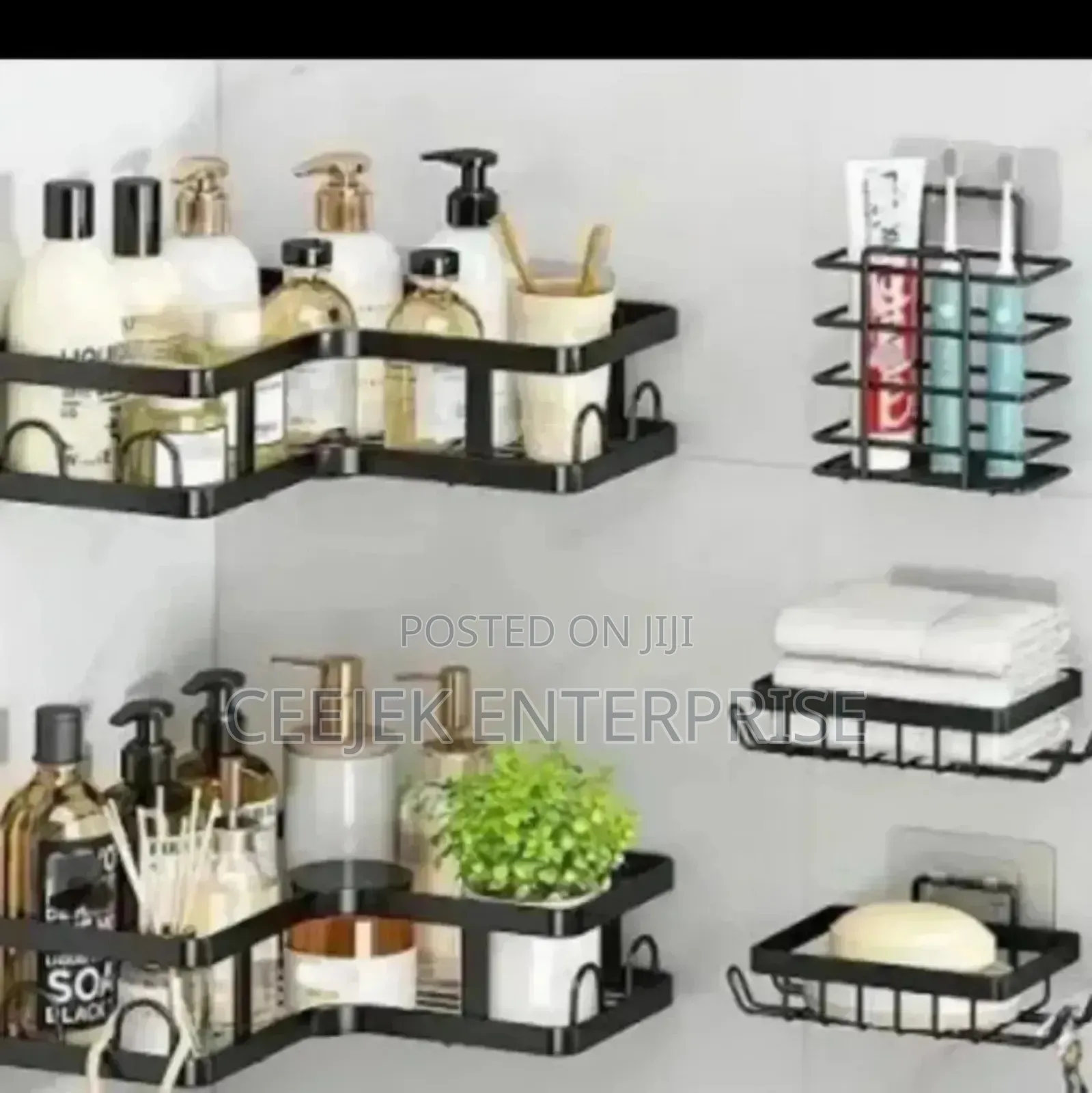 5 Set Black Corner Bathroom Accessories