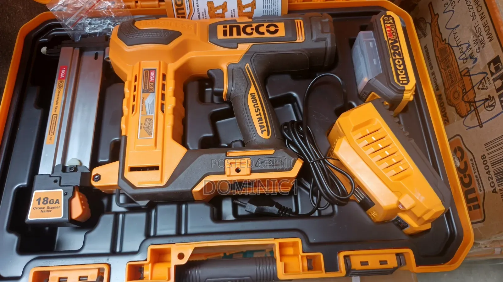 Ingco 20v Cordless Brad Nailer and Crown Stapler Kit