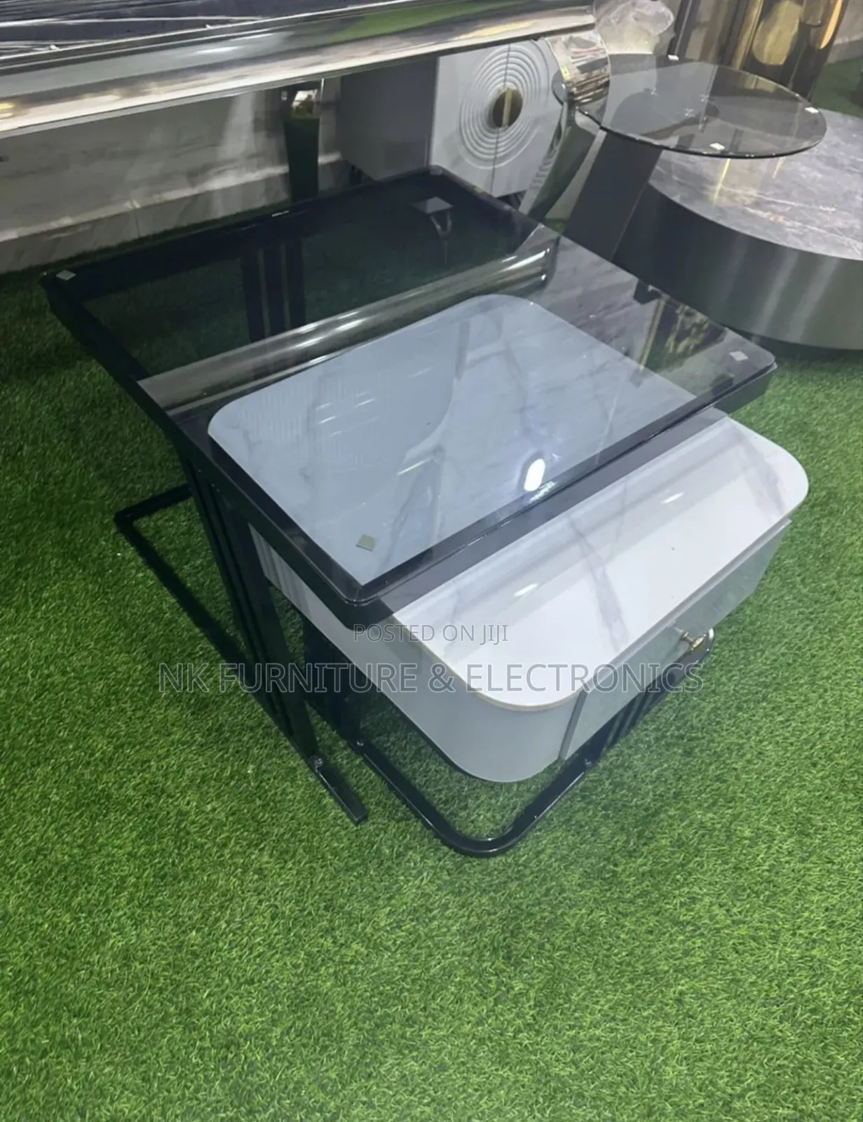 Imported Glass and Marble Top Center Table