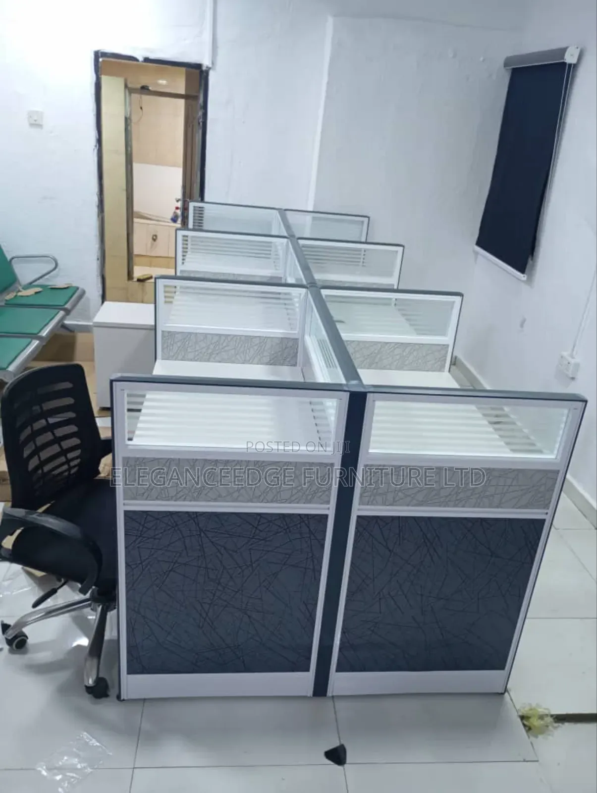 6 Seater Gray Black Workstation