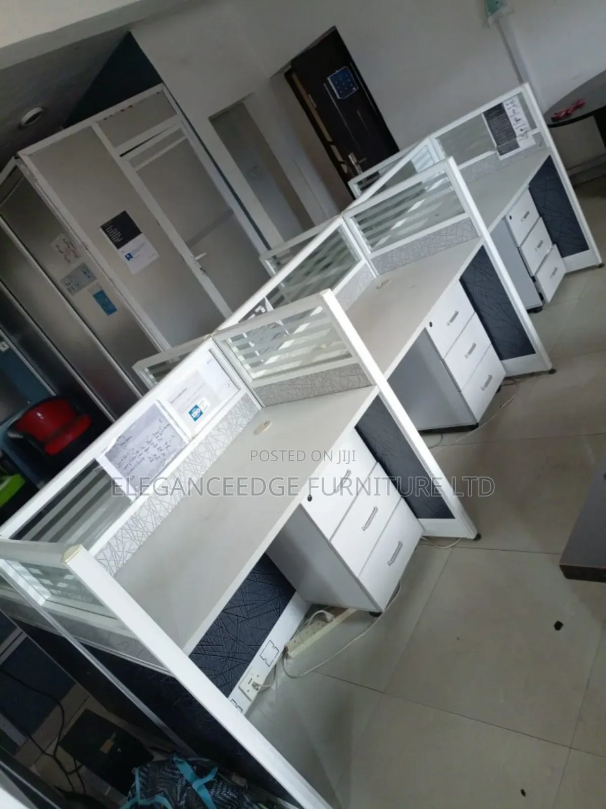 6 Seater Gray Black Workstation