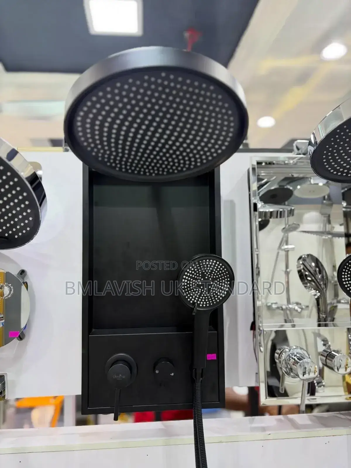 Exclusive Conduit Shower Set Black and Silver