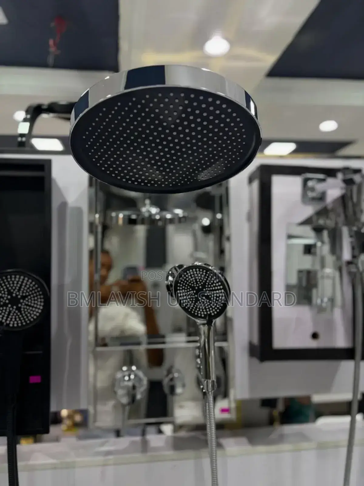 Exclusive Conduit Shower Set Black and Silver