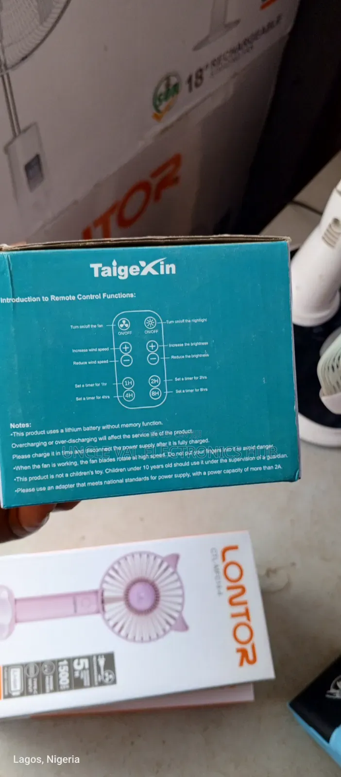 Taigexin 8" Rechargeable Ceiling Fan