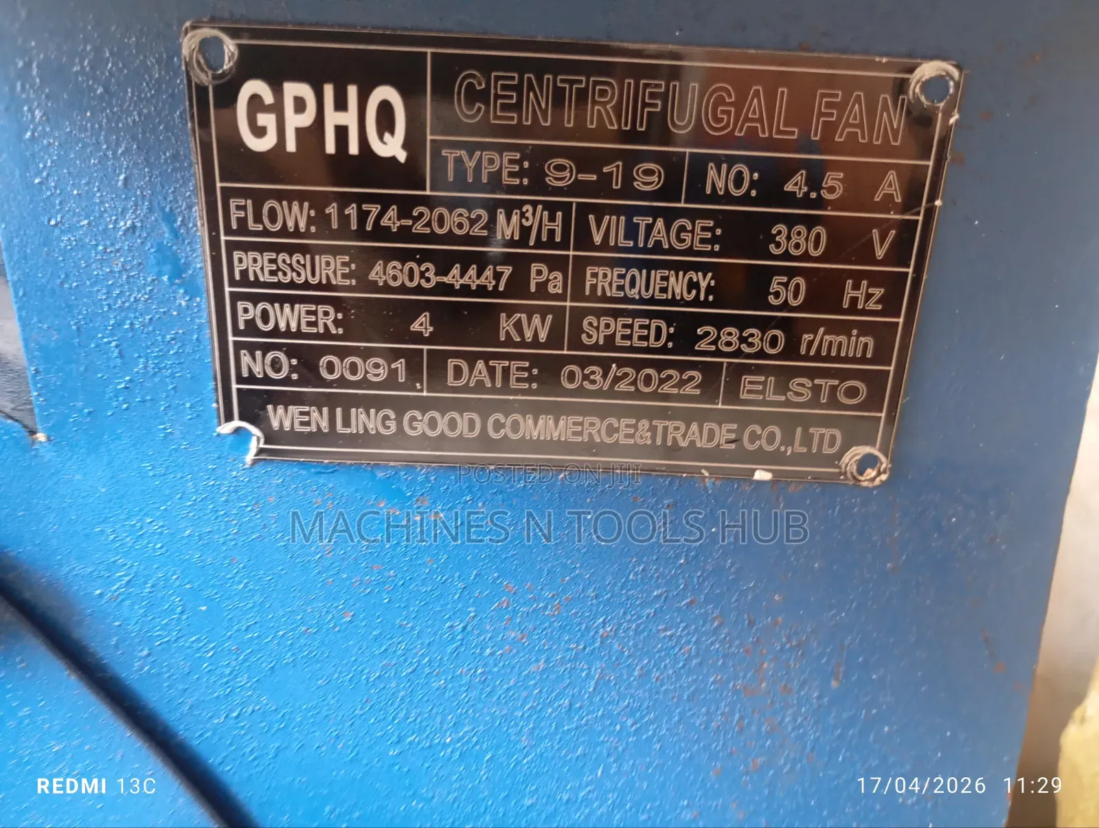 4kw GPHQ Centrifugal Fantype: 9-19