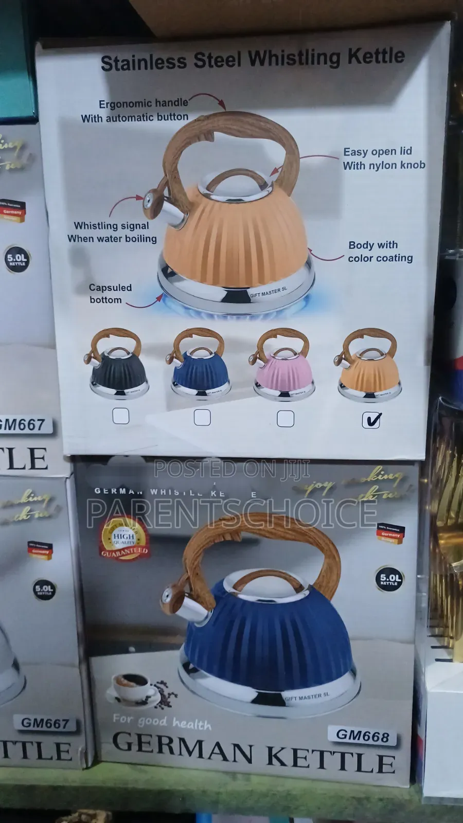Bakelite Handle Whistling Lid Kettle- 3 L (Blue/Black/Orange / Pink)
