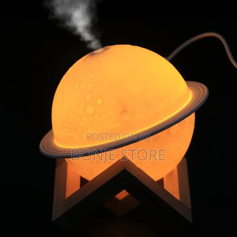 Planet Humidifier Diffuser With Wooden Stand, 3 Light Level + Free Oil