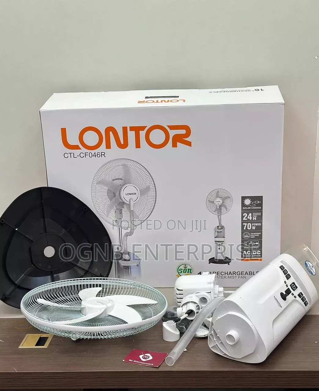 Lontor 16 Inches Rechargeable Mist Fan