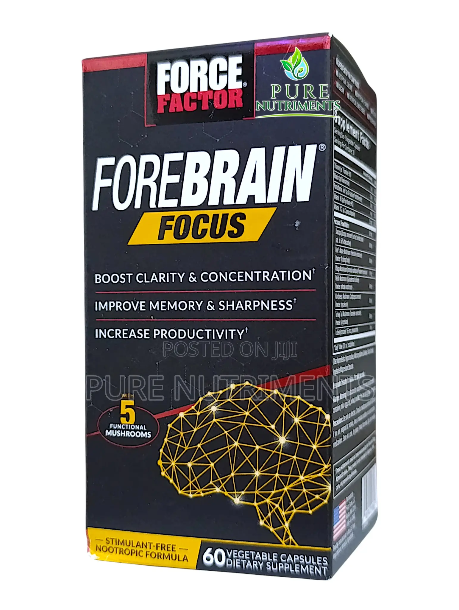 Force Factor Forebrain Focus 60 Caps– Brain Booster Memory Support