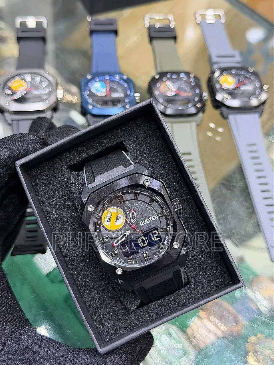 Quoten Digital and Analog Multi Time Display Wristwatches