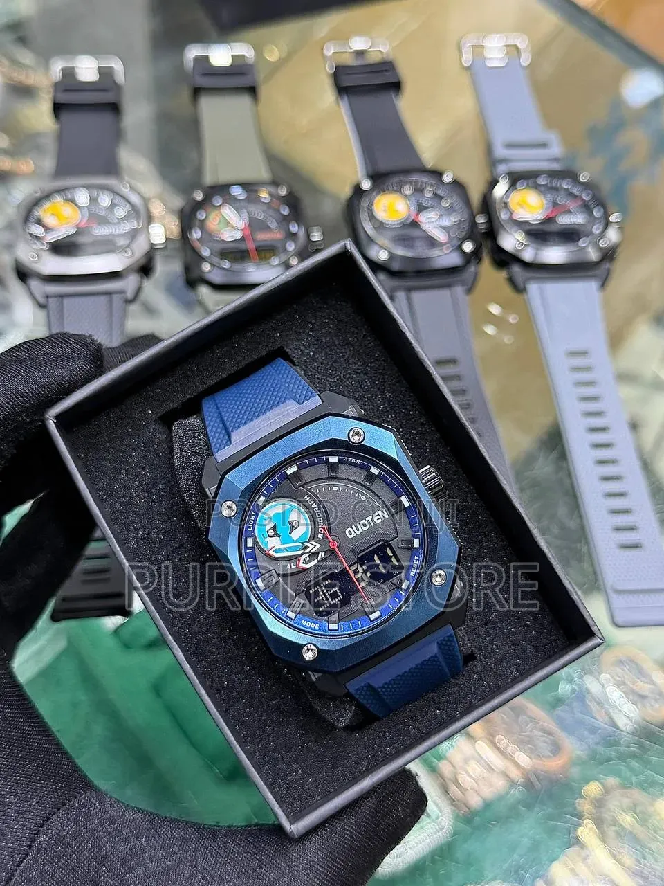 Quoten Digital and Analog Multi Time Display Wristwatches