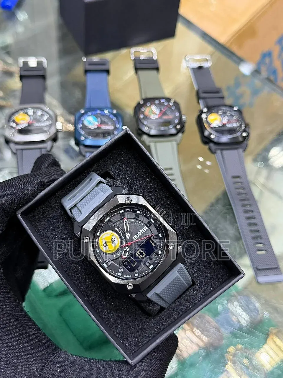 Quoten Digital and Analog Multi Time Display Wristwatches