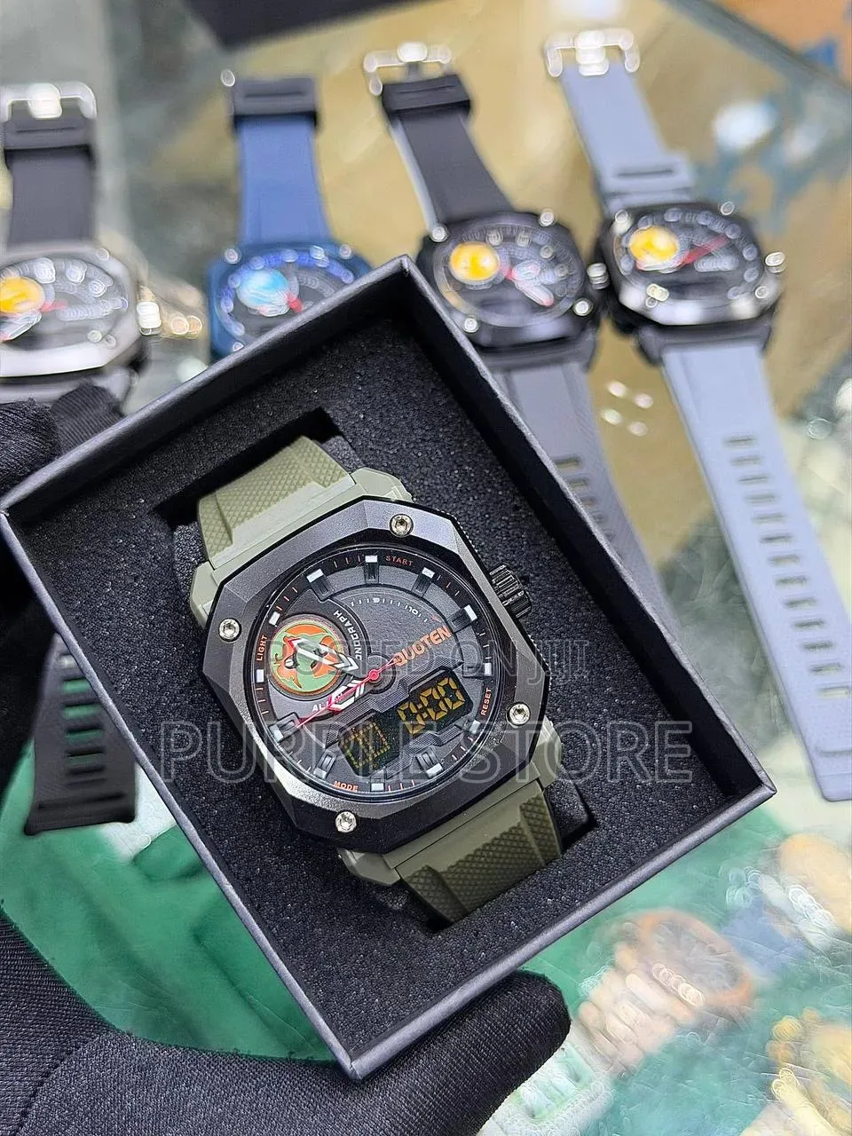 Quoten Digital and Analog Multi Time Display Wristwatches