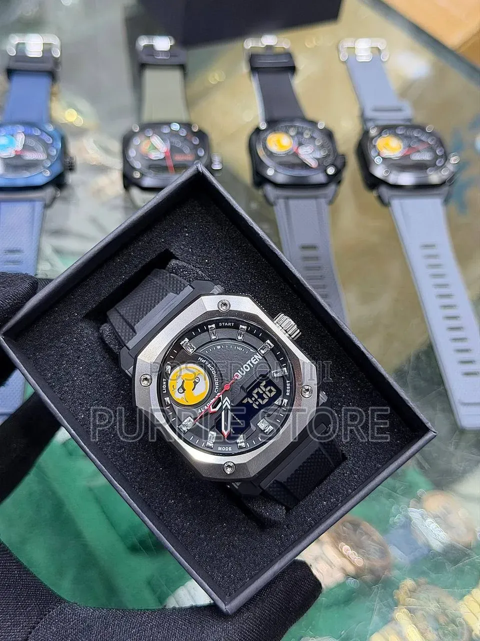 Quoten Digital and Analog Multi Time Display Wristwatches